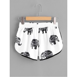 Elephant Print Ringer Shorts