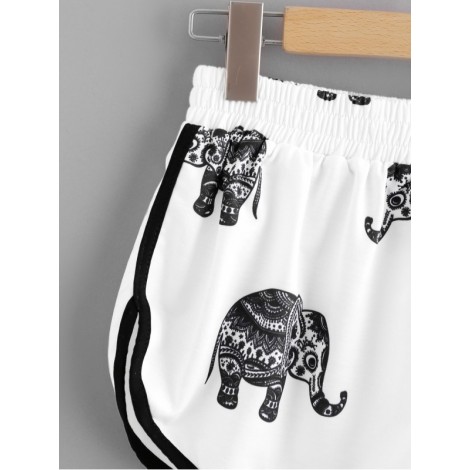 Elephant Print Ringer Shorts