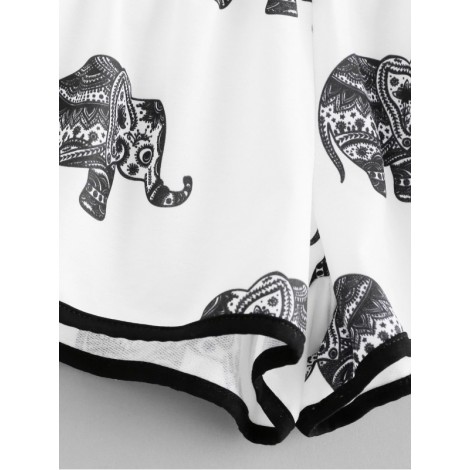 Elephant Print Ringer Shorts