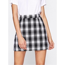 Tartan Plaid Zipper Back Skirt