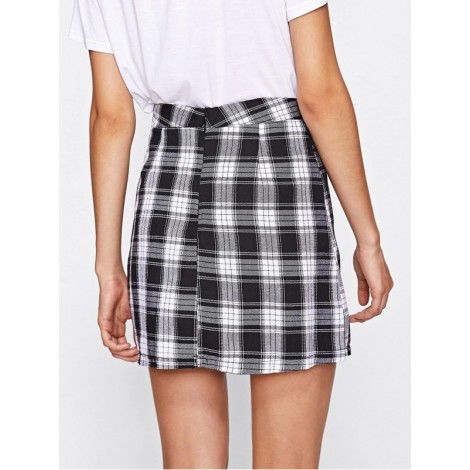 Tartan Plaid Zipper Back Skirt