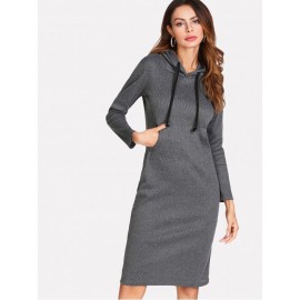 Marled Knit Hooded Sweater Dress