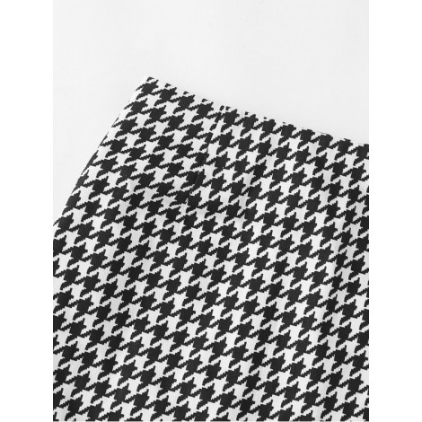 Houndstooth Zip Up Back Skirt