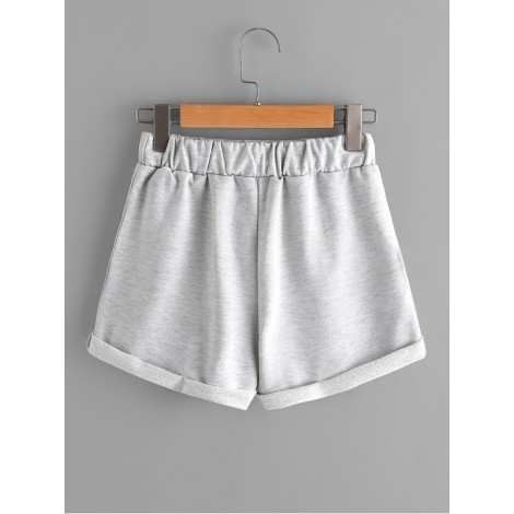 Heathered Knit Cuffed Shorts