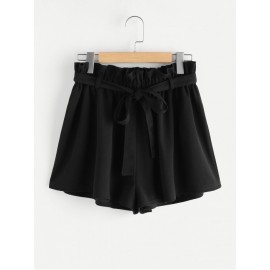 Frill Waist Self Belted Shorts