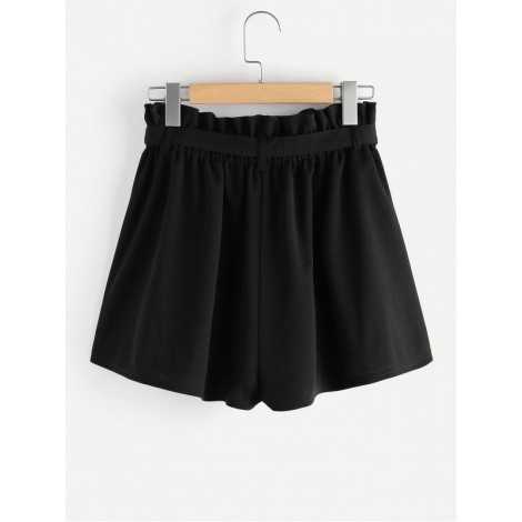 Frill Waist Self Belted Shorts