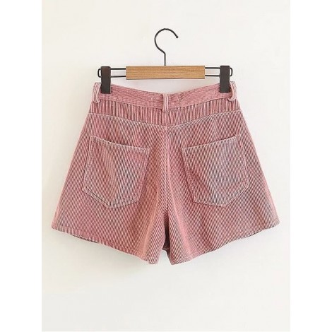 Solid Corduroy Wide Shorts