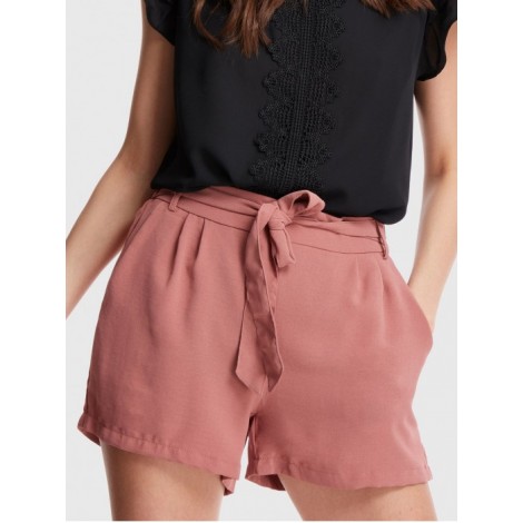 Self Belted Solid Shorts