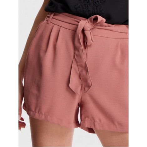 Self Belted Solid Shorts