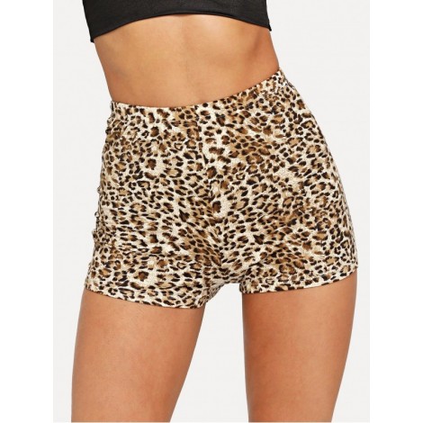 Leopard Print Mini Shorts