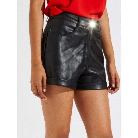 Faux Leather Turn Cuff Shorts