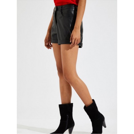 Faux Leather Turn Cuff Shorts