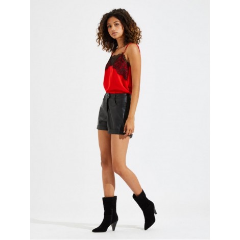 Faux Leather Turn Cuff Shorts