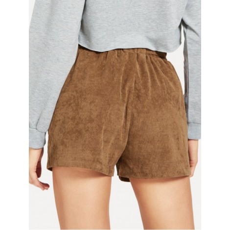 Belted Frill Waist Corduroy Shorts