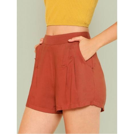 Zip Side Pleated Detail Shorts