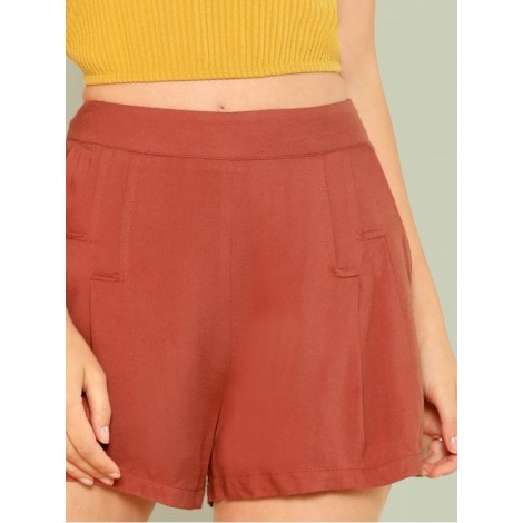 Zip Side Pleated Detail Shorts