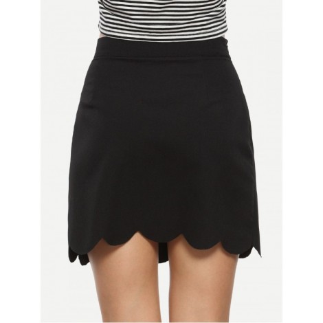 Scalloped Hem A-line Skirt