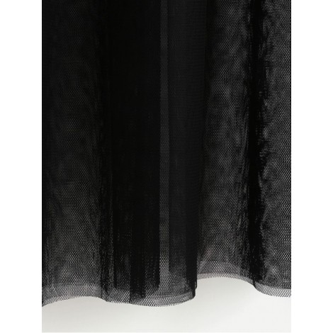 Contrast Tape Frill Waist Mesh Skirt