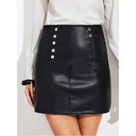 Faux Leather Zip Back Skirt