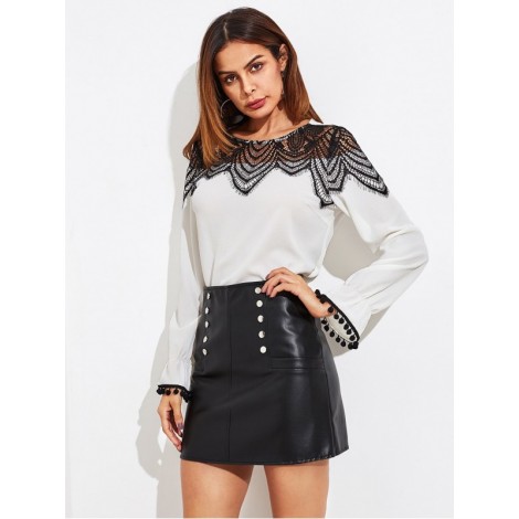 Faux Leather Zip Back Skirt