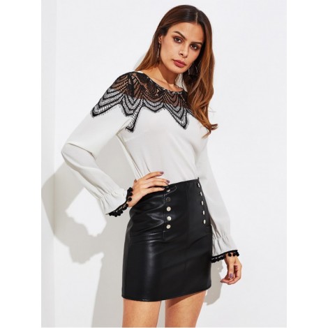 Faux Leather Zip Back Skirt