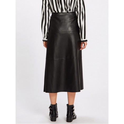 Button Up PU Midi Skirt