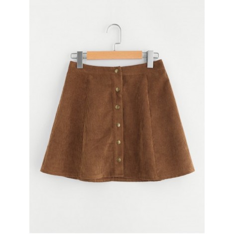 Buttoned Up Cord Skirt