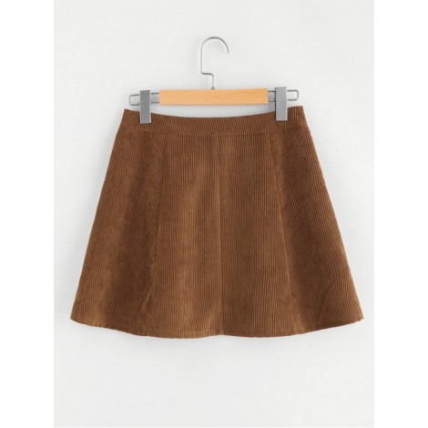 Buttoned Up Cord Skirt