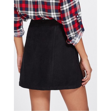 Patch Pocket Front Button Up Skirt