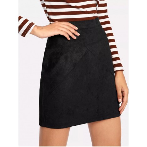 Zip Back Suede Skirt