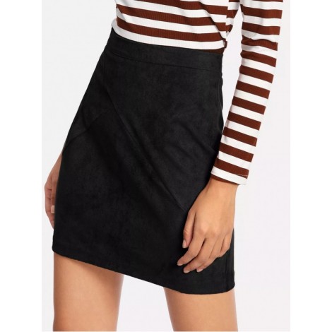 Zip Back Suede Skirt