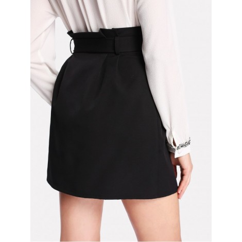 Self Belt Button Up Skirt