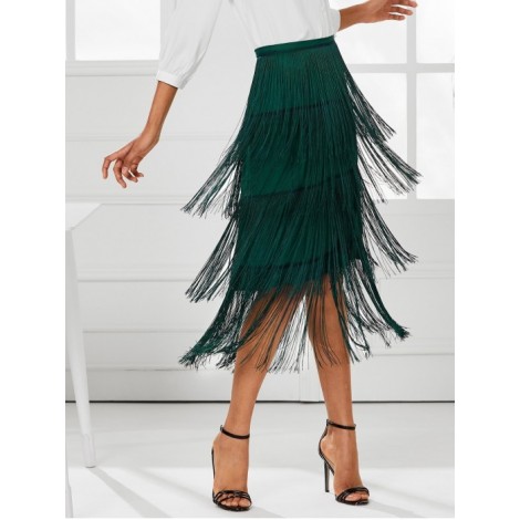 Tiered Fringe Skirt