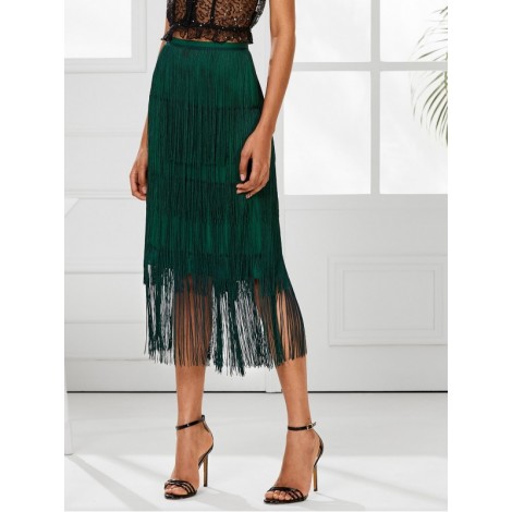 Tiered Fringe Skirt