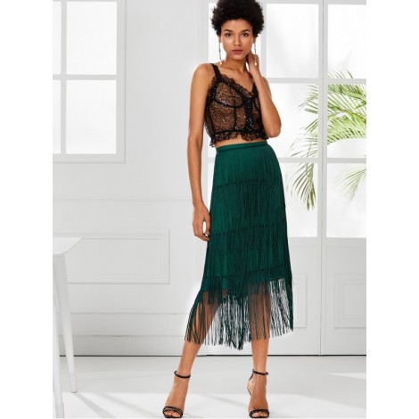 Tiered Fringe Skirt