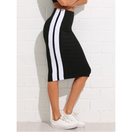 Contrast Panel Slim Skirt