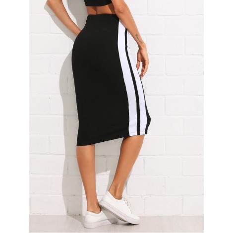 Contrast Panel Slim Skirt