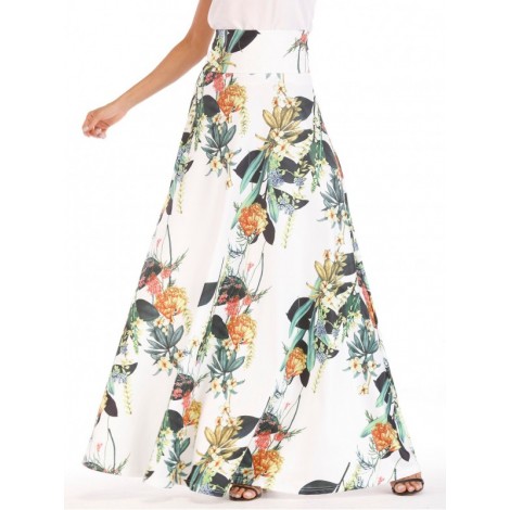 Floral Print Longline Skirt