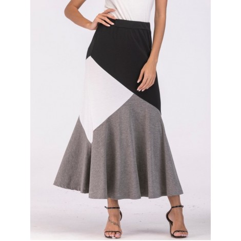 Color Block Ruffle Skirt