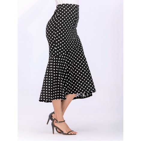 Button Polka Dot Skirt