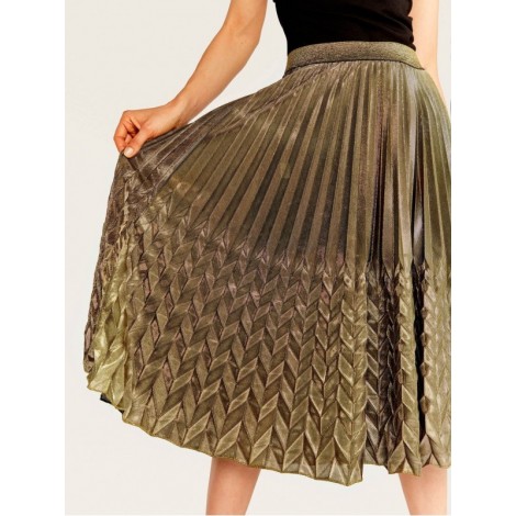 Elastic Waist Pleated Skirt