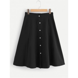 Single Breasted Elastic Waist Skirt