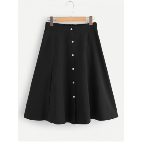 Single Breasted Elastic Waist Skirt