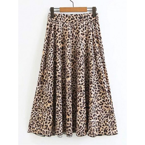 Leopard Print Drawstring Skirt