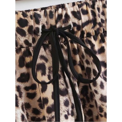 Leopard Print Drawstring Skirt