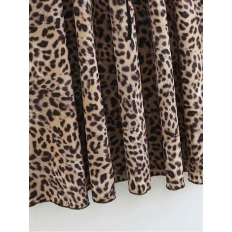 Leopard Print Drawstring Skirt