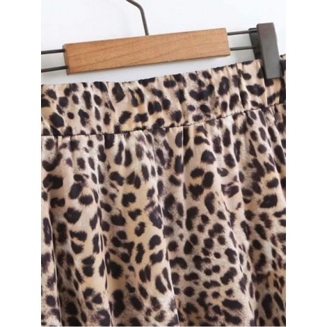 Leopard Print Drawstring Skirt