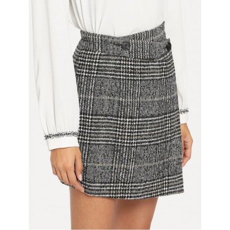 Wales Check Asymmetric Hem Skirt