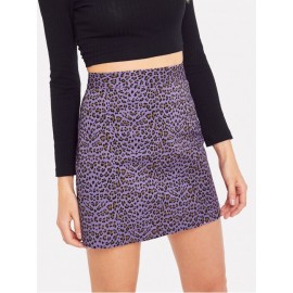 Leopard Print Zip Back Skirt