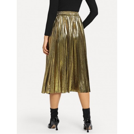 Metallic Pleated Skirt